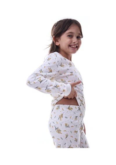 Yumuşak Dokulu Kız Çocuk Bahar Desenli Pijama Takımı 100% Pamuk Konforu Çok Renkli