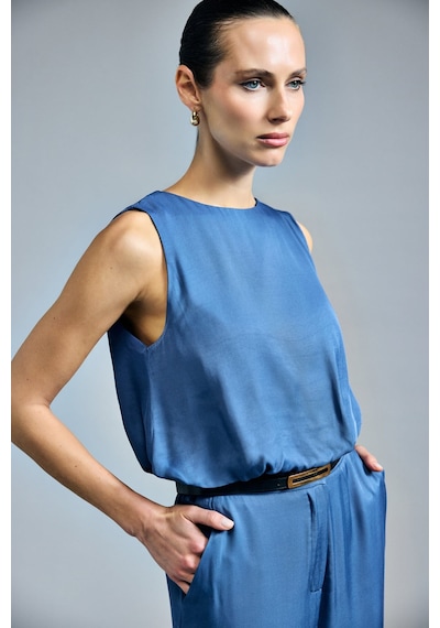 Sateen Colin Bluz - İndigo-137314