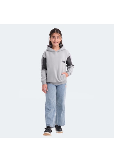 Slazenger  LAYNE Çocuk Kapüşonlu Cepli Gri  -  Siyah Sweatshirt