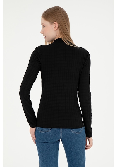 U.S. Polo Assn. Kadın Siyah Dik Yaka Sweatshırt 50292421-VR046