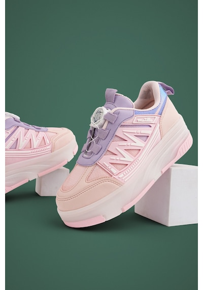 Muggo Skate Çocuk Işıklı Patenli Tekerlekli Sneaker Spor Ayakkabı Pudra