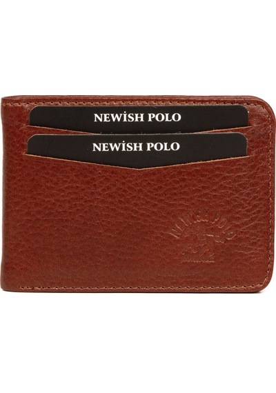 Newish Polo Erkek Hakiki Deri Cüzdan Ve Kartlık New152 Taba