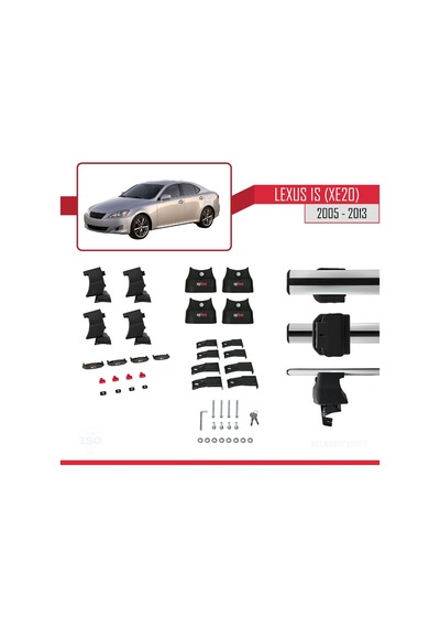 Lexus Is Xe20 2005-2013 Arası İle Uyumlu Ace-4 Ara Atkı Tavan Barı Gri