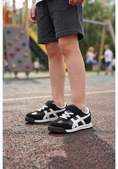 Fort Tıgor Cool Anatomik Hafif Rahat Sneaker Erkek Çocuk Ayakkabı SİYAH-BEYAZ