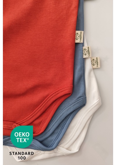 Luppinos Space 3lü %100 Pamuk Nakışlı Uzun Kol Bebek Body Set Mavi - Beyaz