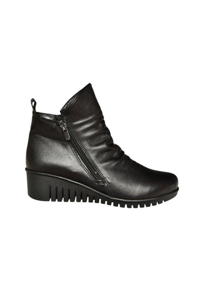 Fox Shoes V324200303 Siyah Hakiki Deri Dolgu Tabanlı Kadın Bot Siyah-hakiki Deri