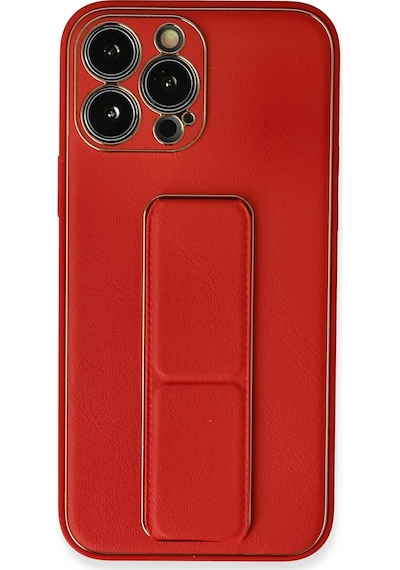 Cosmotex Newface Apple iPhone Uyumlu  13 Pro Max Kılıf Coco Deri Standlı Kapak - Kırmızı