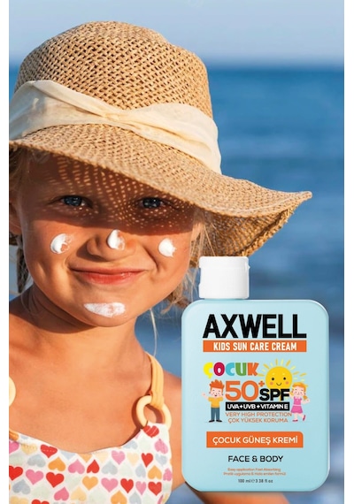 Axwell Kids Sun Cream Çocuk Güneş Kremi Çok Yüksek Koruma + Vitamin E SPF50+ 100 ML