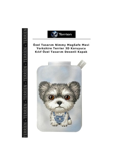 Özel Tasarım Nimmy Magsafe Mavi Yorkshire Terrier 3d Koruyucu Kılıf Özel Tasarım Desenli Kapak