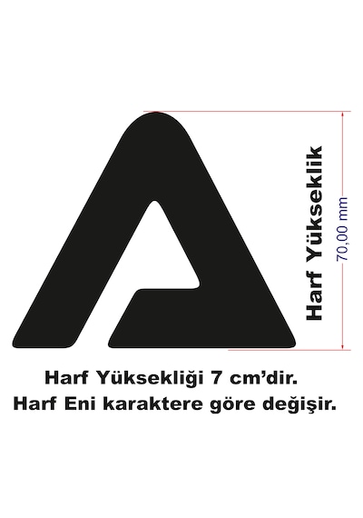 Stencil Harf Boyama Şablonu X052 Harf Yüksekliği 7 Cm