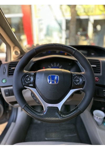 Honda Civic Fb7 Araca Özel Dikmeli Direksiyon Kılıfı Kristal Kar Siyah