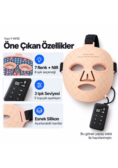 Yues Y-1411z Led Yüz Maskesi 8 Modlu Şarjlı Cilt Bakım Cihazı