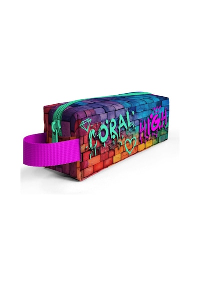 Coral High Kids Pembe Lacivert Grafiti Yazılı Kalem Çantası 22069