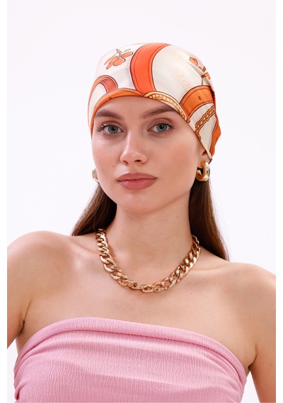 Tarzını Seç Altın Zincir Model Fular Bandana Şal Estascarf 70x70 Cm