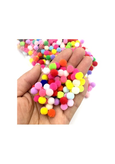 100 Adet. Ponpon. 10 Mm Renkli Ponpon. Peluş Ponpon. Minik Ponpon