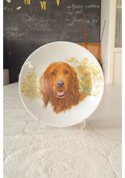 Köpek Figürlü Duvar Tabağı Kahverengi