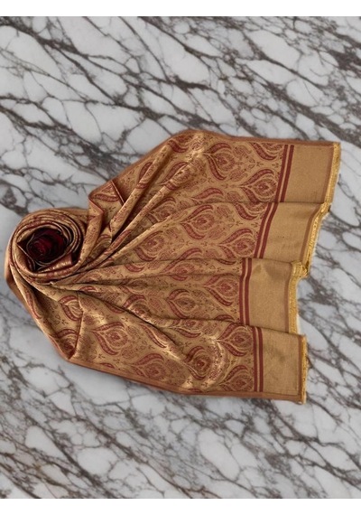 Echarmes Gold Kırmızı Damax Desen Kadın Şal Gold - Çok Renkli