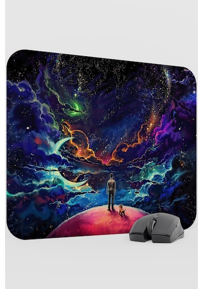 Dijital Evrende Köpek Ve Adam V4 48x40 Xl Gaming Kauçuk Kaymaz Taban Mouse Pad Fare Altlığı