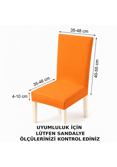 Esnek Sandalye Kılıfı Likralı, Kaymaz, Yıkanabilir, Kalın Lastikli Modern Kılıfı Açık Turuncu