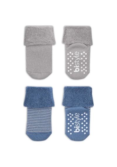 Akıllı Bayi 2'li Çemberli Kaymaz Havlu Soket Çorap 10503 İndigo Gri renkli