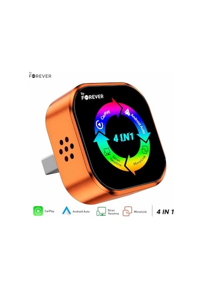 4-in-1 Kablosuz Araç Ekran Yanstıcı Ve Carplay Ve Android Auto Adaptörü Kablosuz Dönüştürücü İos-android