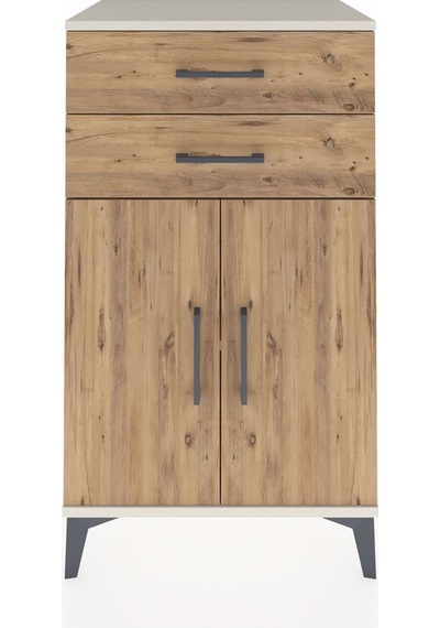 Hyperion Komodin Tek Raflı 2 Çekmeceli 2 Kapaklı 60x44x106 Aytaşı-çam Aytası