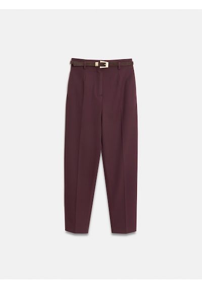 Dilvin 72242 Kemerli Yüksek Bel Pantolon-bordo Bordo
