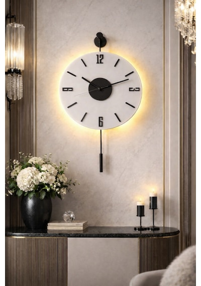 MetaQuartz Aksesuar Kardelen Gold Kristal Seri 30x55cm ,pilli Led ,modern Dekoratif Metal Duvar Saati