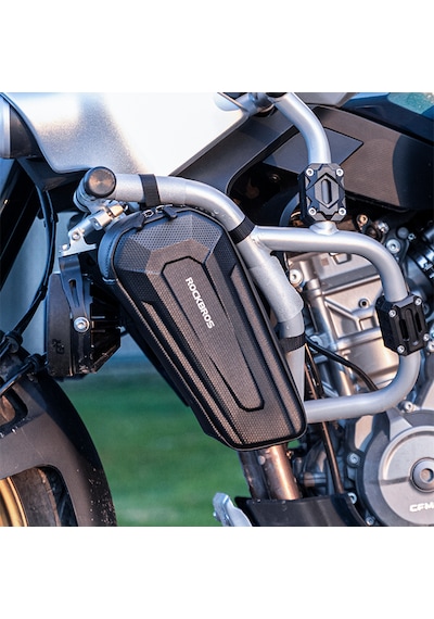 Rockbros 1.5 L Motosiklet Koruma Demiri Yan Çantası - Suya Dayanıklı Sert Üçgen Çanta Alüminyum - Siyah
