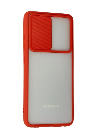 Newface - 536 - Samsung Galaxy Uyumlu A52 Kılıf Palm Buzlu Kamera Sürgülü Silikon - Csmo-tex - - Kırmızı