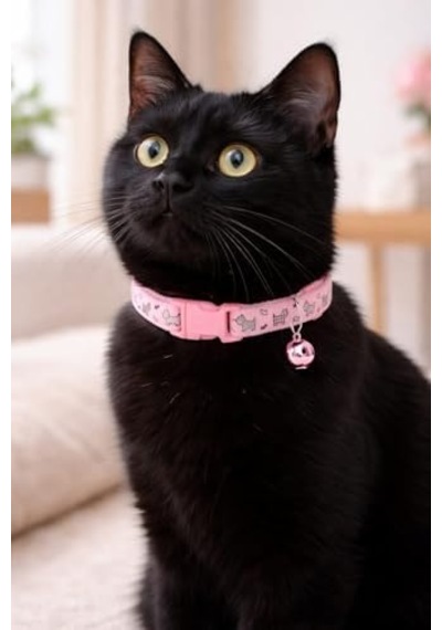 Kedi Boyun Tasması Zilli Ve Ayarlanabilir Pembe