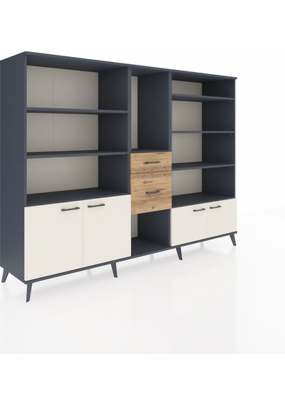 Hyperion Dolap 10 Raflı 2 Çekmeceli 4 Kapaklı 220x44x163 Antrasit Antrasit-aytaşı/çam Hyperion Dolap 10 Raflı 2 Çekmeceli 4 Kapaklı 220x44x163 Antrasit Antrasit-aytaşı/çam