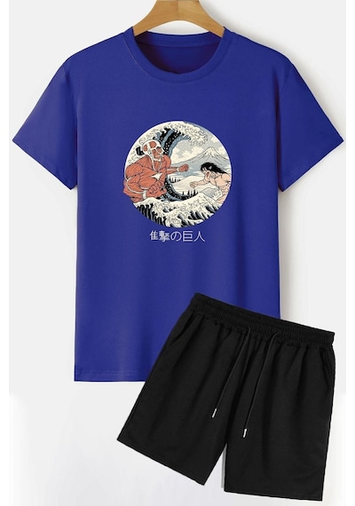 Uyguntarz Titan Şort T-shirt Eşofman Takımı Mavi