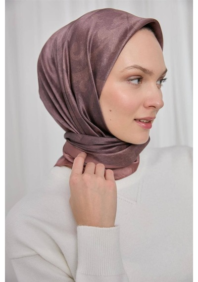 Silk Home Polyester Karışımlı Shiny Eşarp Soğan Kabuğu Etnik Desenli Parlak Dokulu 90x90 Çok Renkli