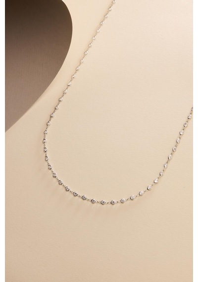 925 Ayar Gümüş Rodyum Kaplama 90 Cm Uzunluk Beyaz 4 Mm Zirkon Taşlı Kolye Çok Renkli