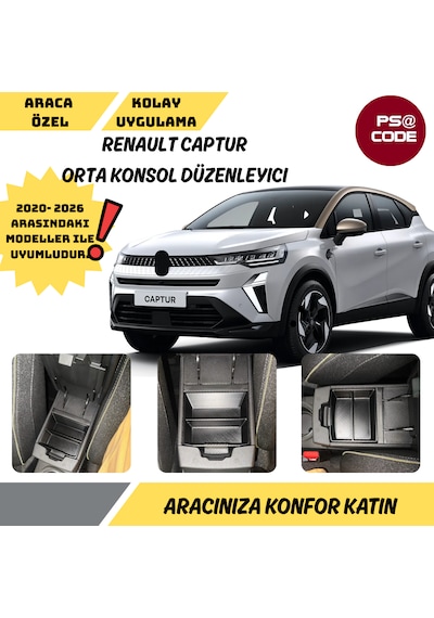 Renault Captur Orta Konsol Düzenleyici - Organizer 2020 İle 2026 Arası Uyumlu