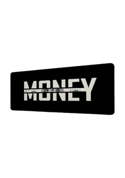 Money Siyah Minimal Tasarım 40x90 Cm Oyuncu Mousepad Kaymaz Taban Büyük Boy Mousepad