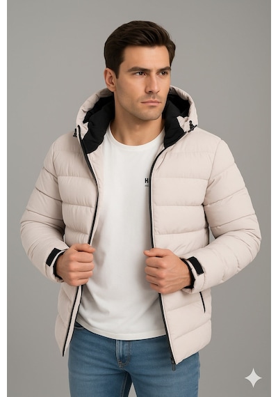Blayn Jeans Erkek Siyah İçi Polar Kapüşonlu Şişme Günlük Ve Spor Mont Kışlık, Rahat Ve Suya Dayanıklı Krem Blayn Jeans Erkek Siyah İçi Polar Kapüşonlu Şişme Günlük Ve Spor Mont Kışlık, Rahat Ve Suya Dayanıklı Krem