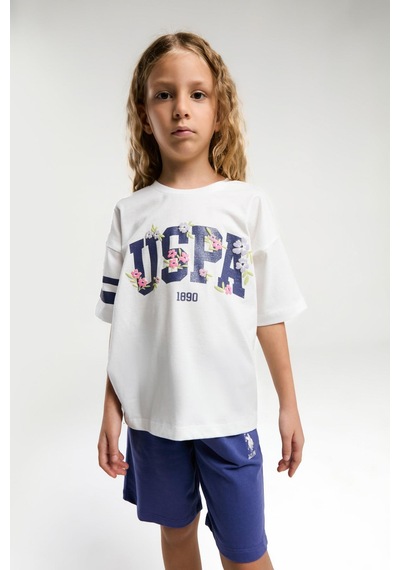 U.s. Polo Assn. Premium Kız Çocuk Rahat Kalıp Oversize Pamuklu Yazılı Kısa Kollu Şortlu Pijama Takım Beyaz U.s. Polo Assn. Premium Kız Çocuk Rahat Kalıp Oversize Pamuklu Yazılı Kısa Kollu Şortlu Pijama Takım Beyaz