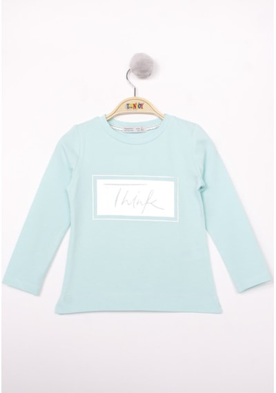 Toontoy Kids Toontoy Kız Çocuk Think Varaklı T-shirt Mint Yeşili