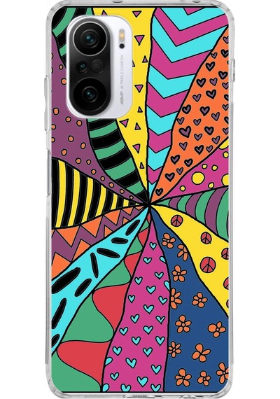 Xiaomi Poco F3 İle Uyumlu 1mm Slim Fit Retro Renkler 4 Baskılı Şeffaf Kılıf Şeffaf