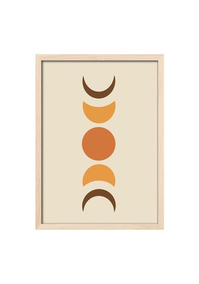 Beige Ahşap Çerçeveli Poster, Dekoratif Sanatsal Duvar Tablosu