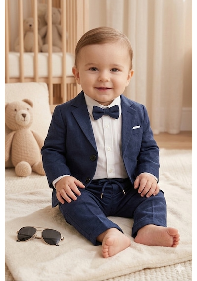 Baby Kids Colors Flamlı Keten Salaş Ceketli Takım Elbise/gömlek Pantolon Ceket Papyon Ay Grubu Zıbınlı Lacivert Baby Kids Colors Flamlı Keten Salaş Ceketli Takım Elbise/gömlek Pantolon Ceket Papyon Ay Grubu Zıbınlı Lacivert