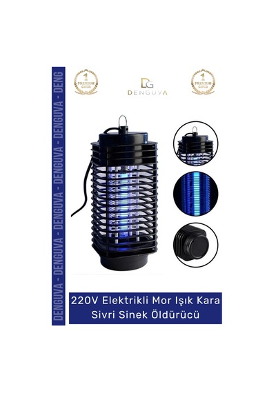 Sinekkovucu 220v Elektrikli Etkili Pratik Gece Lambalı Sivrisinek Kıran Haşere Kovucu Mor Işık Kara