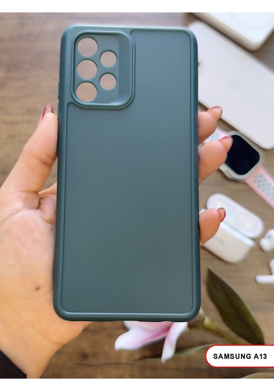 Samsung Galaxy A13 Uyumlu Kamera Korumalı Darbeye Dayanıklı Renk Atmayan Keep Silikon Kılıf Haki