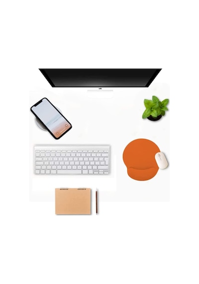 Turuncu Bilek Destekli Ergonomik Jel Kaymaz Taban Mouse Pad