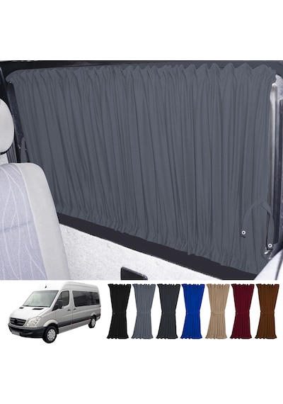 Pandami Mercedes Sprinter W906 Uzun 2006-2018 Uyumlu Gri Raylı Oto Perde Takımı