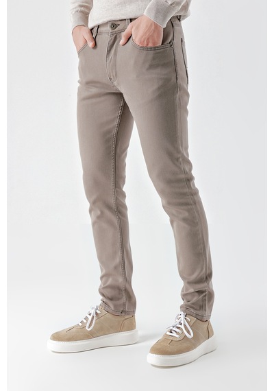 Morven Erkek Vizon Mevsimlik Pamuk 5 Cep Slim Fit Jean Pantolon 24ms003029405 Vizon