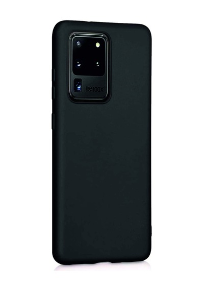 Samsung Galaxy Uyumlu S20 Ultra Kılıf Kamera Korumalı Silikon Rubber Arka Kapak Siyah