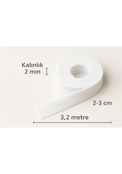 3.2 Metre Su Geçirmez Bant Beyaz Kendinden Yapışkanlı Lavabo Duvar Kenar, Küf Ve Nem Önleyici